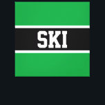 Impressão Em Tela Esportes negros e brilhantes do SKI<br><div class="desc">Este esportivo,  design atlético,  apresenta texto SKI em negrito dentro a uma faixa central preta,  destacada em preto,  contra faixas externas brilhantes e verdes. O texto pode ser personalizado</div>