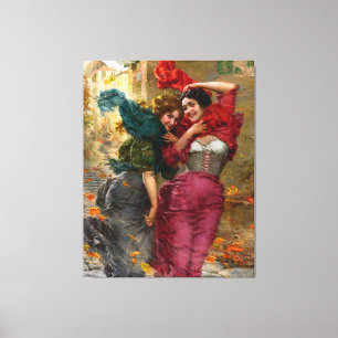 Impressão Em Tela Esposas De Vintage Em Verde Azul Vermelho