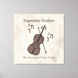 Impressão Em Tela Espresso Violino-Violino criado com grãos de café-