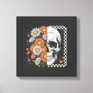 Impressão Em Tela Esqueleto Boho Floral de Outono no Halloween