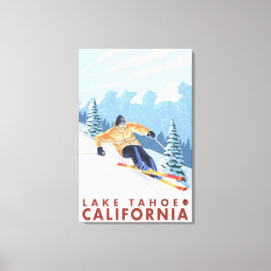 Impressão Em Tela Esquiador da neve de Downhhill - Lake Tahoe,