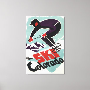 Impressão Em Tela Esquiador preto e roxo vestido