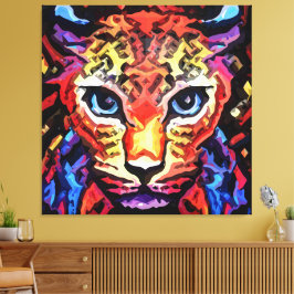 Impressão Em Tela Esse Visual Colorido de Leopardo