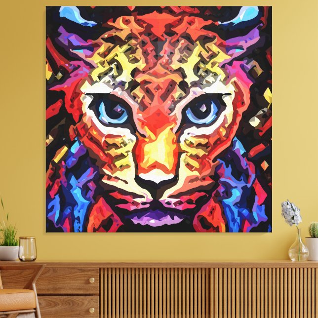 Impressão Em Tela Esse Visual Colorido de Leopardo (Insitu(Sala de estar))