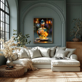 Impressão Em Tela Essência de Rosa ouro - Perfume fantasia luminoso