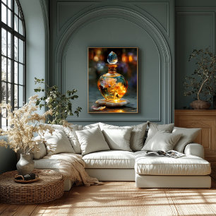 Impressão Em Tela Essência Rosa Dourada – Perfume Fantasia Luminosa