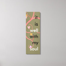 Impressão Em Tela "Está bem com a minha alma" Citação com Corações e