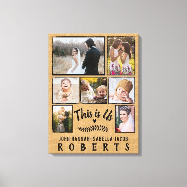 Impressão Em Tela Esta é a Colagem de Fotos da Família U Burlap Farm (Frente)