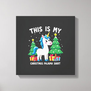 Impressão Em Tela Esta é Minha Camisa de Pijama de Natal Unicórnio P