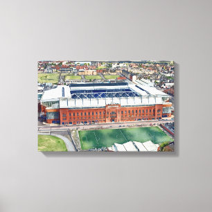 Impressão Em Tela Estádio histórico Ibrox Glasgow Arte Aquarela