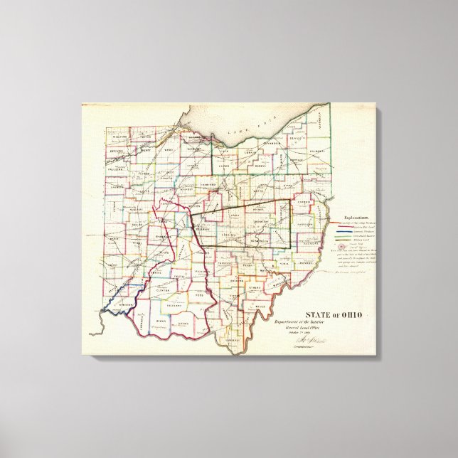 Impressão Em Tela Estado de Ohio (Frente)
