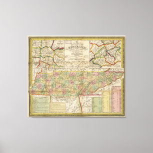 Impressão Em Tela Estado do mapa de Tennessee (1851)