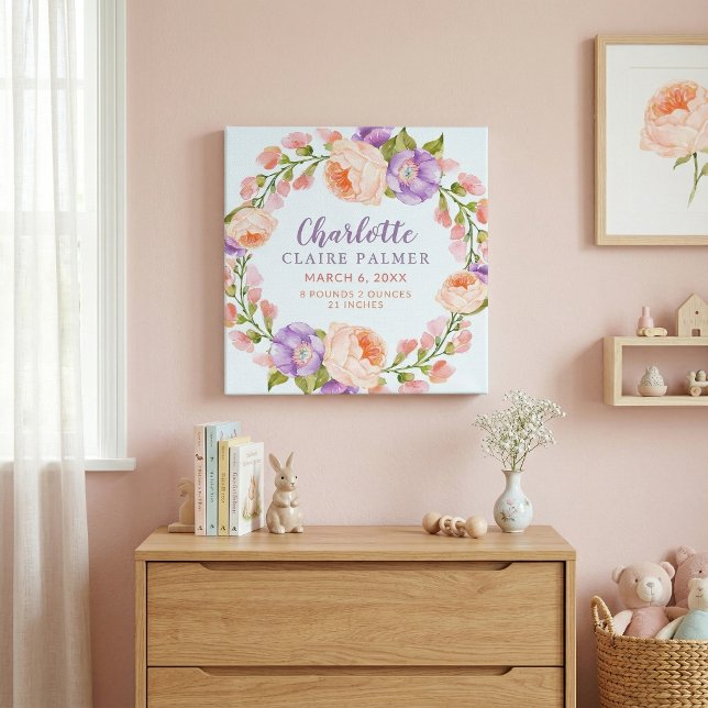 Impressão Em Tela Estatísticas de Nascimento de Bebê Personalizadas  (Criador carregado)