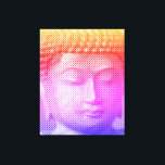 Impressão Em Tela Estátua Colorida De Rosto Buda Formada Por Linhas<br><div class="desc">O rosto de Siddhartha Gautama,  Buda,  com efeito entalhado. Imagem formada por linhas de largura variável. Dar ideia para pessoas que amam arte asiática e espiritualidade.</div>