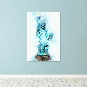 Impressão Em Tela Estátua da Liberdade Aquarela