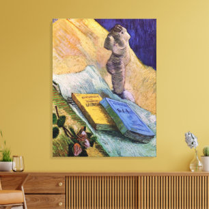 Impressão Em Tela Estátua de Gesso Rosa e Romances Vincent van Gogh