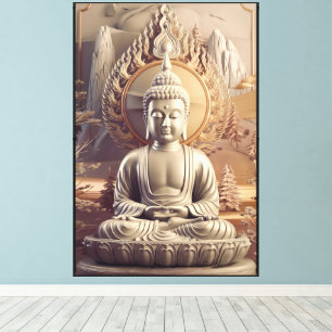 Impressão Em Tela Estátua de Serene Buddha na Paisagem Tranquila 3D