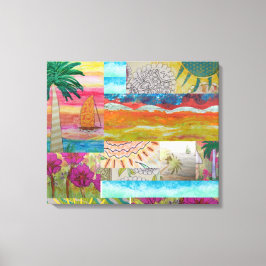 Impressão em Tela Esticada Abstrata Tropical