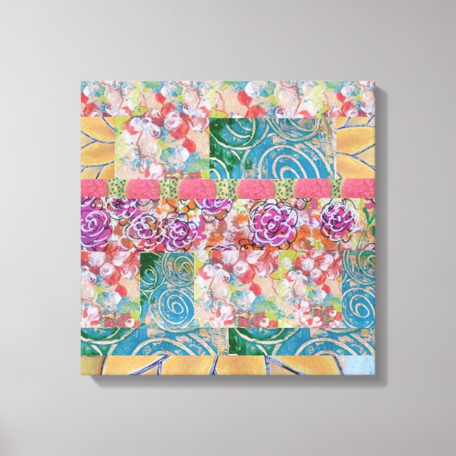 Impressão em Tela Esticada de Abstrato Floral (Frente)