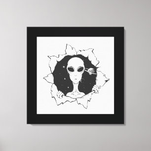 Impressão em Tela Esticada de Alien em um Buraco