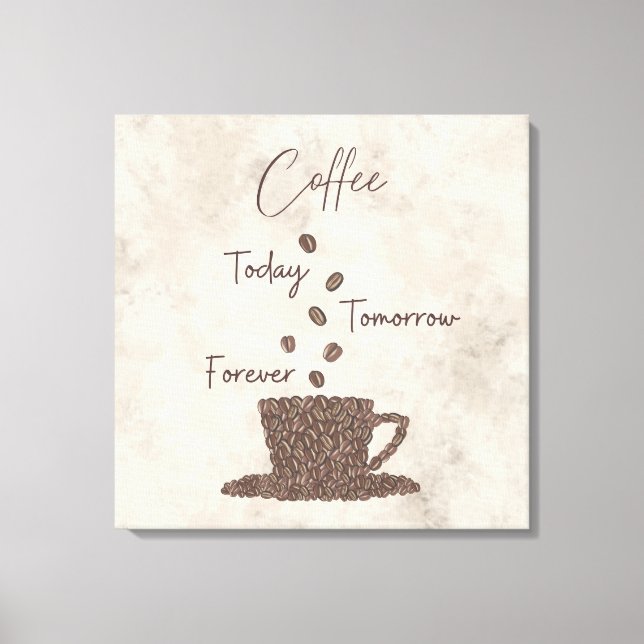 Impressão em Tela Esticada de Arte de Grão de Café (Frente)