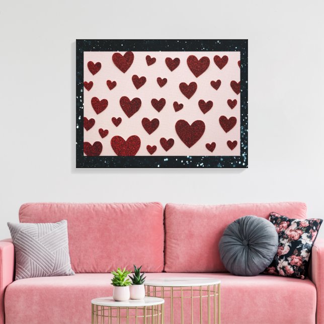 Impressão em Tela Esticada de Corações (Insitu(Sala de estar))