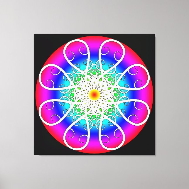 Impressão em Tela Esticada de Flores Abstratas (Frente)