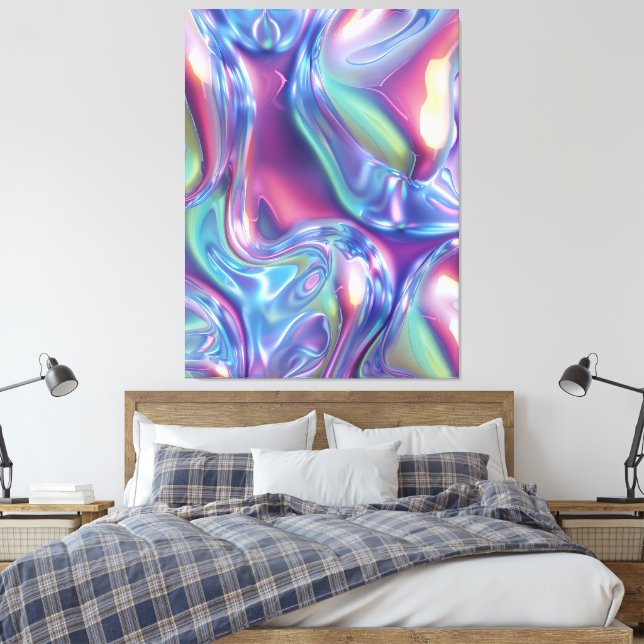 Impressão em Tela Esticada de Líquido Cromado Abst (Insitu(Quarto))