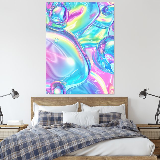 Impressão em Tela Esticada de Líquido Cromado Abst (Insitu(Quarto))