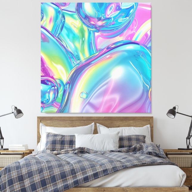 Impressão em Tela Esticada de Líquido Cromado Abst (Insitu(Quarto))