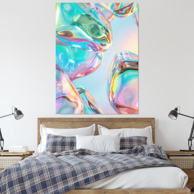 Impressão em Tela Esticada de Líquido Cromado Abst (Insitu(Quarto))