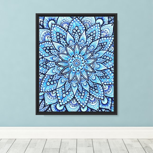 Impressão em Tela Esticada de Mandala com Lápis de (Insitu(piso de madeira))