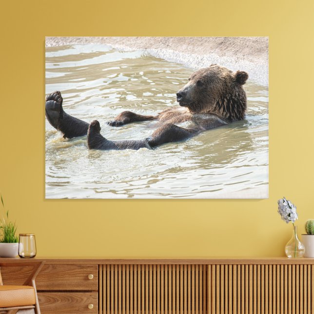 Impressão em Tela Esticada de Urso Cinzento (Insitu(Sala de estar))