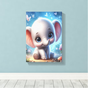 Impressão em Tela Esticada Elefante Branco Lindo