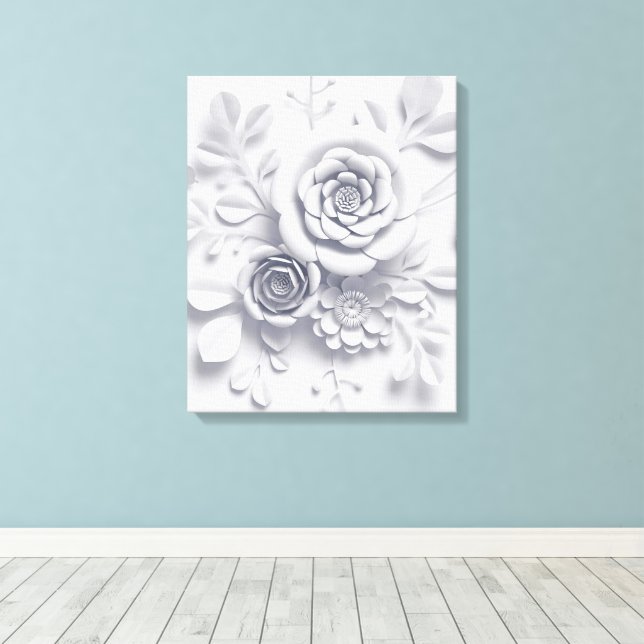 Impressão em Tela Esticada Flores Brancas Floral (Insitu(piso de madeira))