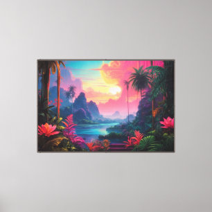 Impressão em Tela Esticada Neon Jungle