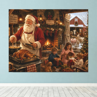 Impressão em Tela Esticada Papai Noel CozinhaCafé