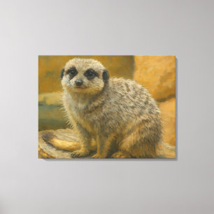 Impressão Em Tela Estilidade vigilante - Retrato Realista Meerkat