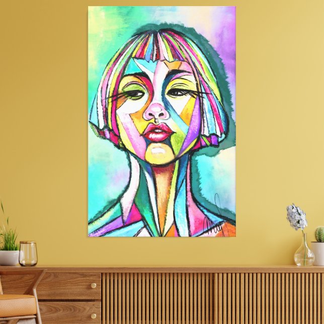 Impressão em Tela Estilo Cubismo Mulher (Insitu(Sala de estar))