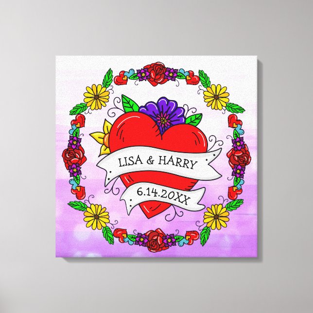 Impressão Em Tela Estilo de Arte de Tatuagem Estilo de Arte Noiva e  (Frente)