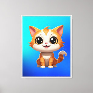 Impressão Em Tela Estilo de Cartoon de Gato Laranja Bonito - 89738