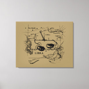 Impressão Em Tela Estilo de Hevelius da Constelação de Libra Vintage