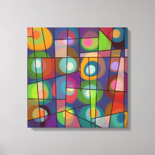 Impressão Em Tela Estilo de Meio século em Formato Grande Círculos