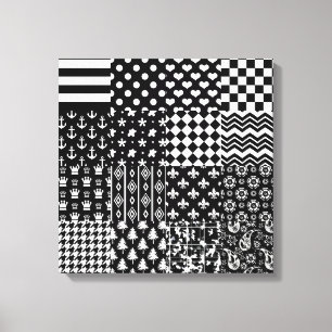 Impressão Em Tela Estilo de Padrão Misto Preto Minimalista