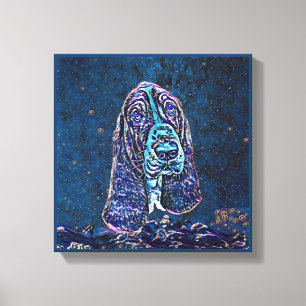 Impressão Em Tela Estilo de Pintura da Noite Azul Stark com Hound Ba