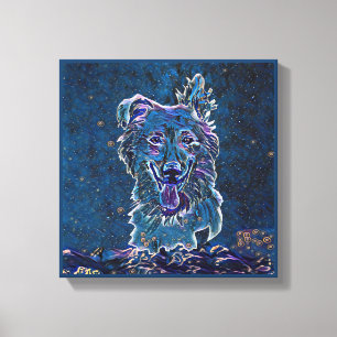 Impressão Em Tela Estilo de Pintura Noturna Azul-Azul-Starry Basco