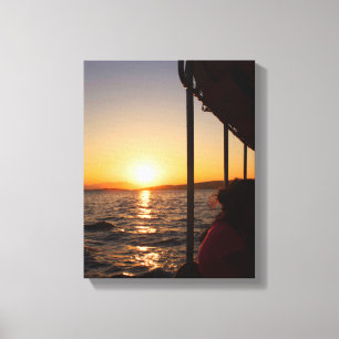 Impressão Em Tela Estilo de vida Egeu em barco ao pôr do sol no ver