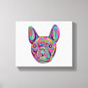 Impressão Em Tela Estilo francês Bulldog Frenchie head Pop art