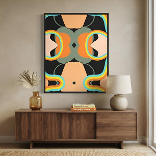 Impressão Em Tela Estilo Groovy dos Anos 70 Abstrato Retro Vibrante