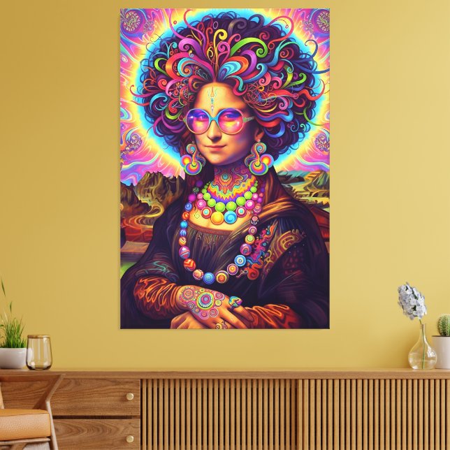 Impressão Em Tela Estilo Monalisa Psicodélico (Insitu(Sala de estar))